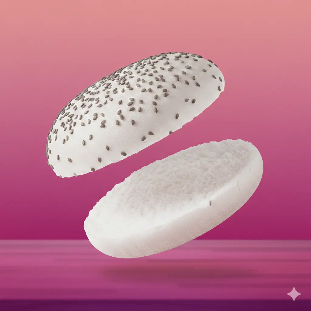 Pearl White Burger Bun topped Linseeds – Bun Bao Style Pack of 12 Pearl White Burger Bun topped Linseeds – Bun Bao Style Pack of 12