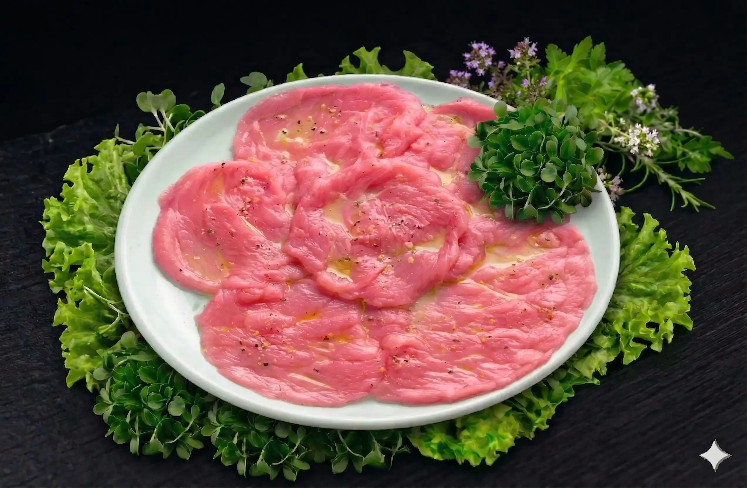 Halal Milk-Fed Veal Carpaccio Slice Pack of 5 (Carpaccio de Veau) Halal Milk-Fed Veal Carpaccio Slice Pack of 5 (Carpaccio de Veau)