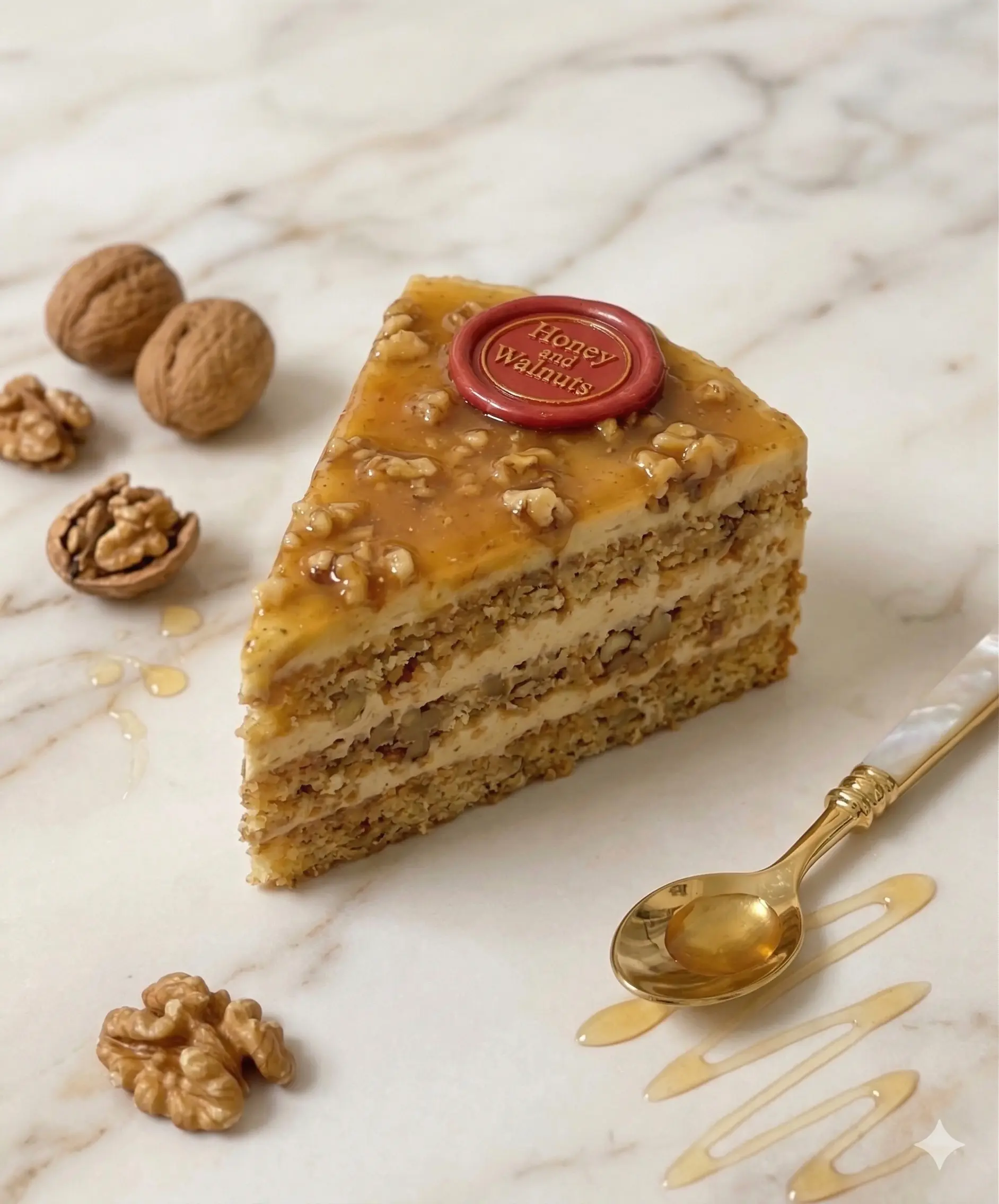 Cake Danieli with Magic Cream — Honey and Walnuts Cake Danieli with Magic Cream — Honey and Walnuts