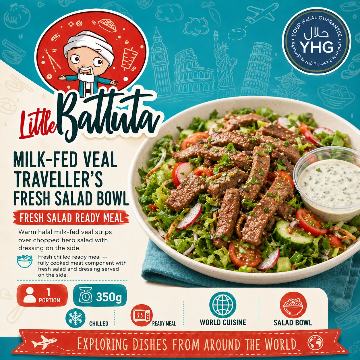 Halal Milk-Fed Veal Traveller’s Fresh Salad Bowl Halal Milk-Fed Veal Traveller’s Fresh Salad Bowl